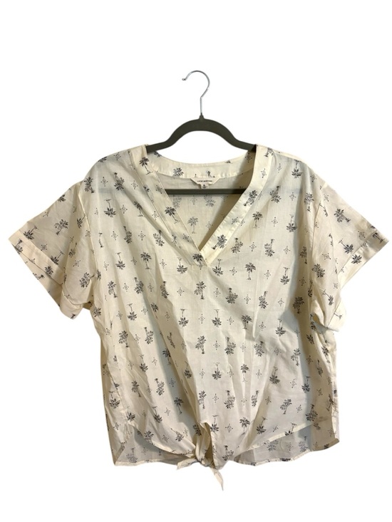 Lucky Brand Tops - Lucky Brand White Palm Tree Print Tie Front Top XL